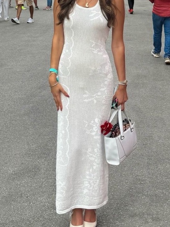 Meshki Dresses & Skirts - Meshki White Crochet Maxi Dress